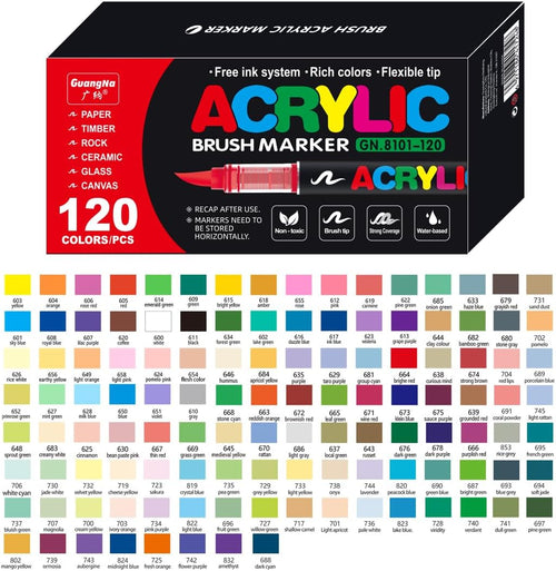 120 Guangna Acrylic Paint Markers Brush Tip