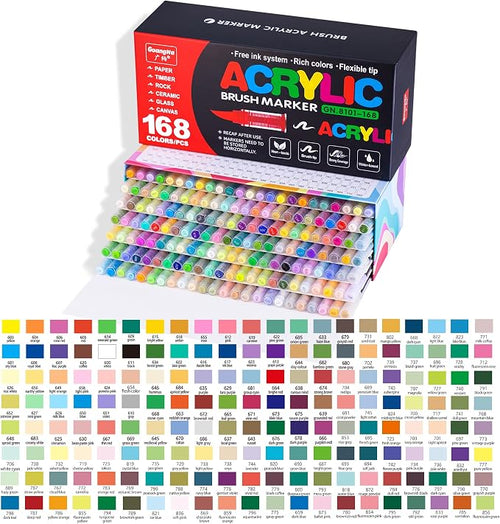 168 Guangna Acrylic Paint Markers Brush Tip