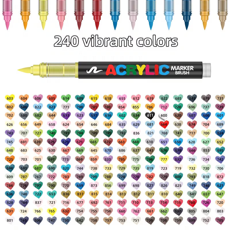 240 Guangna Acrylic Paint Markers Brush Tip